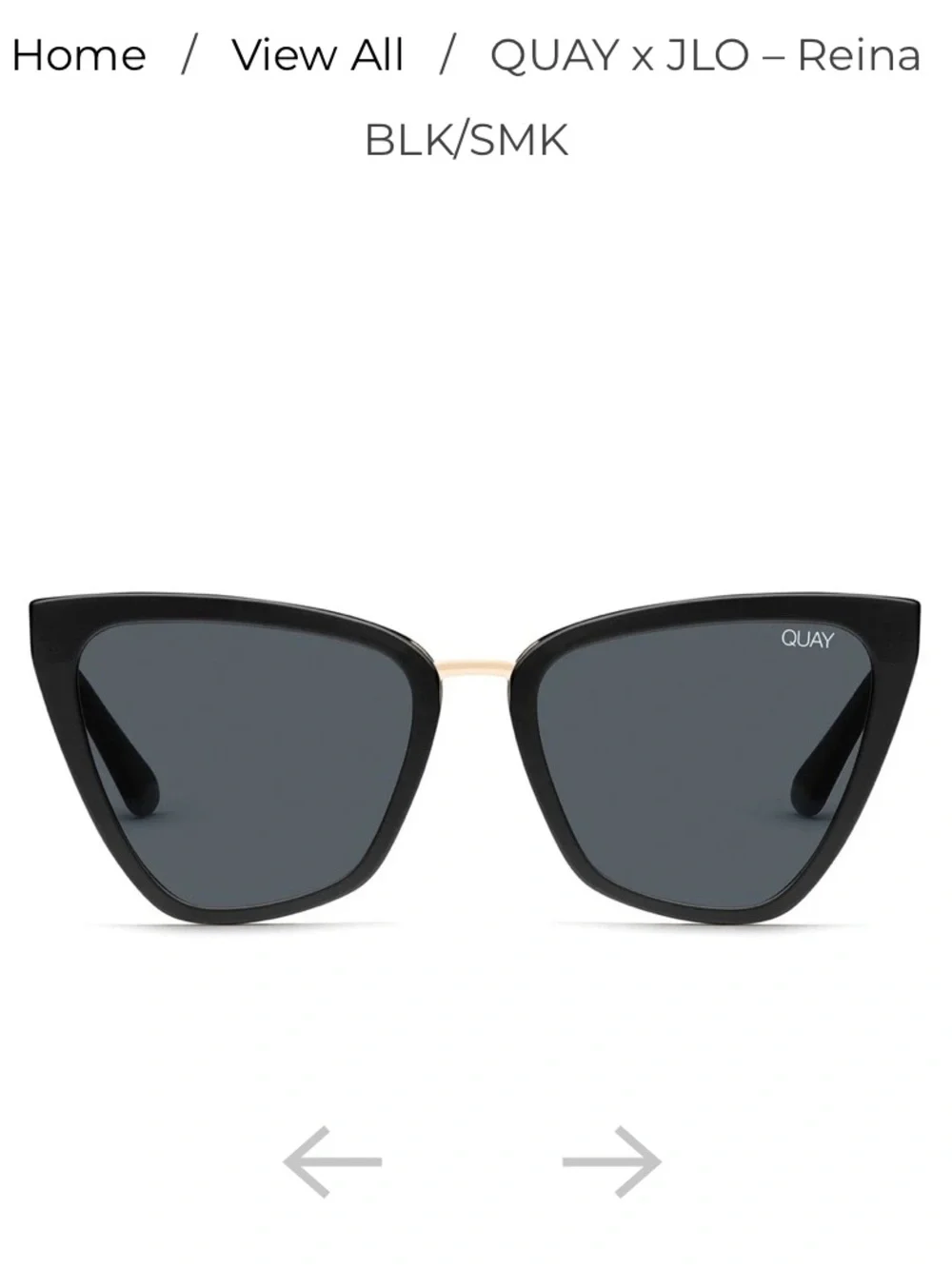 Quay Australia x JLO Reina Black/Smoke Cat-Eye Sunglasses